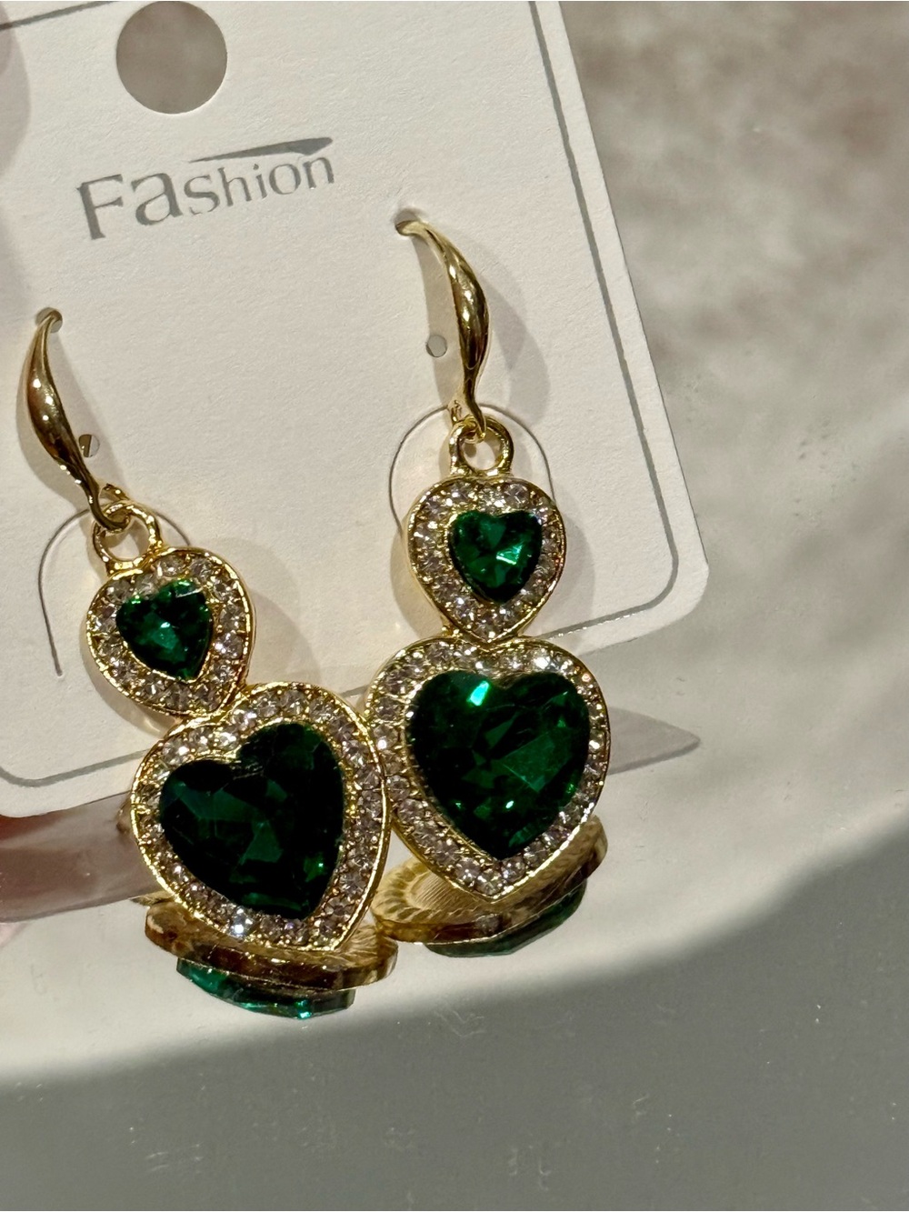 Gold-Tone Red Cherry Dangle Earrings & Green Heart Drop Earrings - Picture 4 of 5